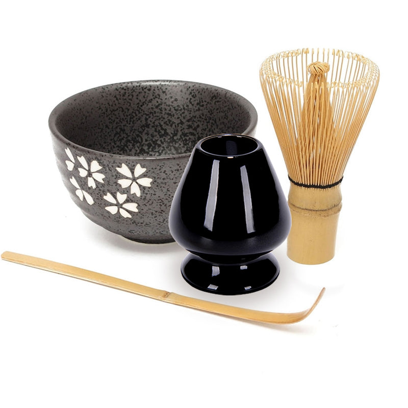 Teeservice aus Bambus, natürlich, Matcha, Grünteepulver, Schneebesen, Schaufel, Keramikschüssel-Set, japanische Teegeschirr-Zeremonie