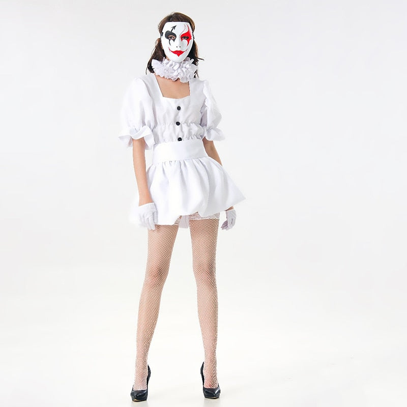 Women Clown Costume Girl Pennywise Costume Adult Women Terror Clown costume for Halloween Fancy Party Dress