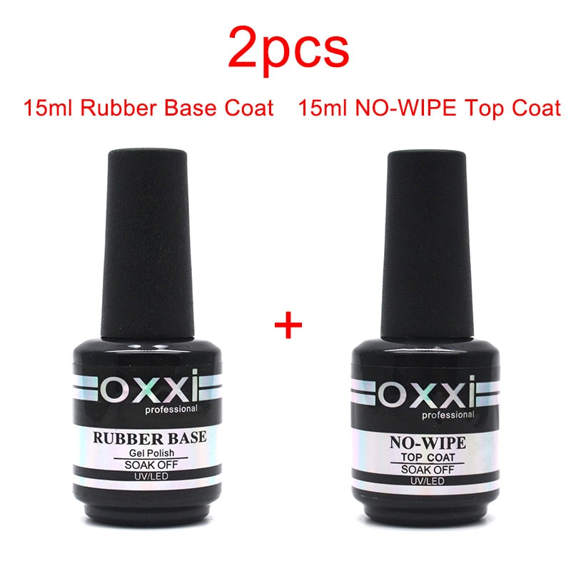 oxxi Latest 15ml Nail Rubber Base Coat Semi Permanant UV Gel Varnishes Primer for Nails Matte Top Coat Nail Art Base Top Gellak