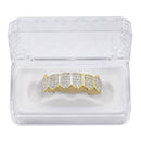 TOPGRILLZ Hip Hop GRILLZ Iced Out AAA Zircon Fang Mouth Teeth Grillz Caps Top &amp; Bottom Grill Set Men Women Vampire Grills