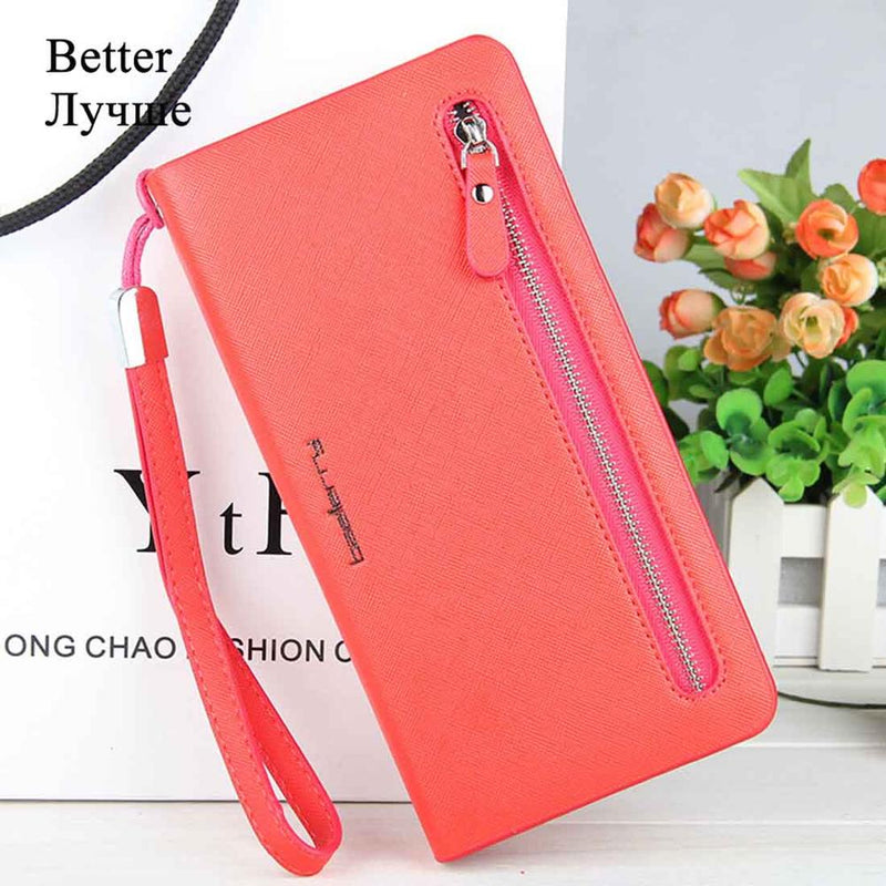 Baellerry Card holder Women Wallets Leather Long Design Quality Passport Cover Casual Women Purse Zipper Multi-function Wallet