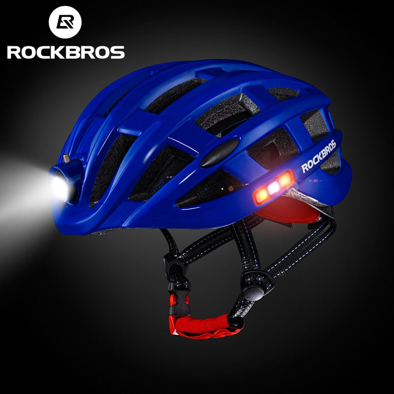 Casco ligero para bicicleta ROCKBROS, casco impermeable para bicicleta, casco de ciclismo con carga USB, accesorios para bicicleta de montaña y carretera moldeados integralmente
