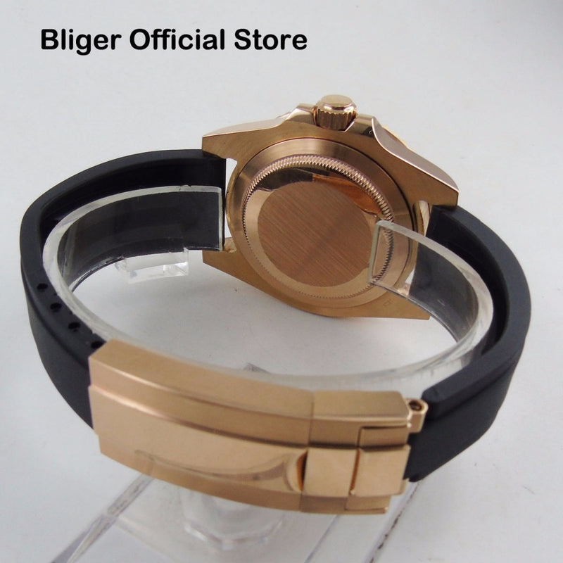 BLIGER Japan 24 Jewels NH35 PT5000 Rose Gold Case Automatic Men&