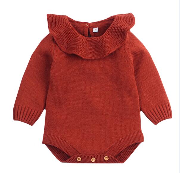 Bebé niño niña Otoño Invierno ropa de manga larga de Color sólido de punto cálido mameluco mono recién nacido ropa