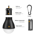 3 LEDs Tent Hanging Lamp 3 Modes LED Bulb Carabiner Bulb Light Portable Lantern Outdoor SOS Camping Lamp Emergency Lighting AAA
