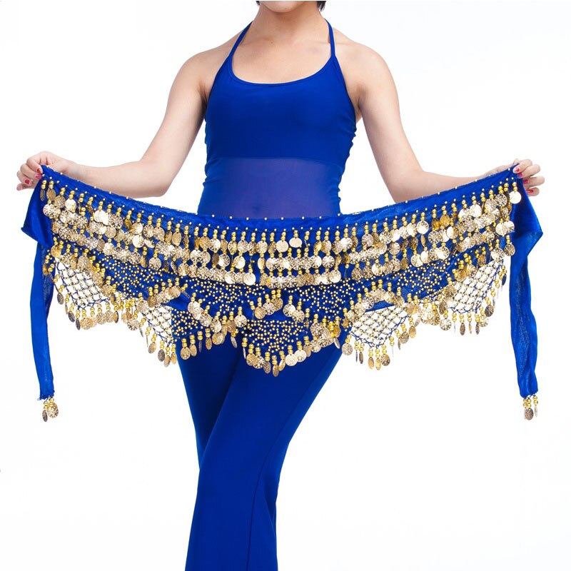 New Style top selling belly dance waist chain hip scarf bellydance coins belt dancing waist belt, 12 colors for your choice