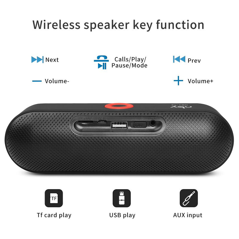 NBY S18 Tragbarer Bluetooth-Lautsprecher mit Dual-Treiber-Lautsprecher, 12 Stunden Spielzeit, kabelloser HD-Audio-Subwoofer-Lautsprecher mit Mikrofon