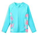 BAOHULU Girls Swimsuit Long Sleeve Sun Protection Swimwear Children Flower Print Three Pieces Beach Bathing Suits Girls Bikini