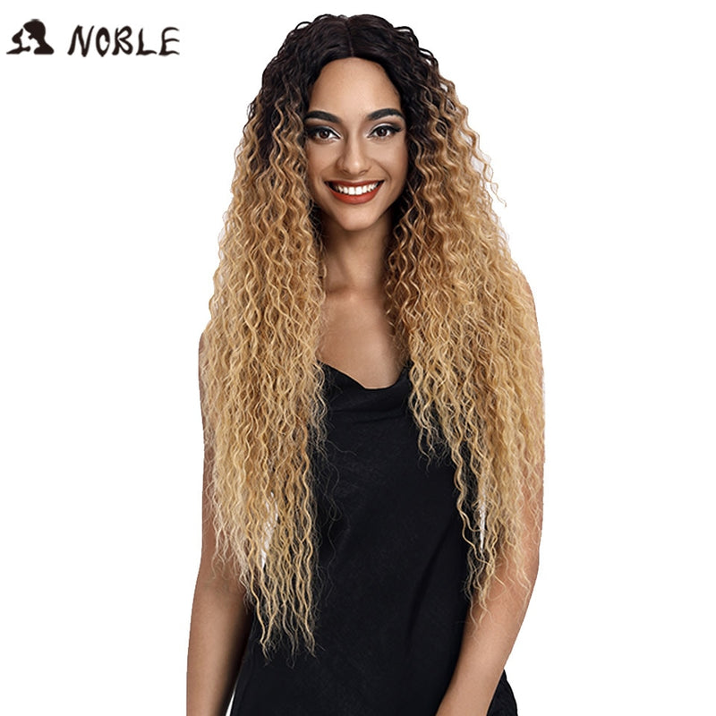 Noble Synthetic Lace Wig Long Wavy Hair 30 Inch Ombre Blonde Wigs For Black Women Blonde Wig Hair Synthetic Lace Wig