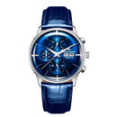 2021 Reef Tiger/RT Luxury Brand Men Watch Waterproof Function Automatic Watches All Blue Leather Strap Relogio Masculino RGA1699