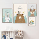 Bear Rabbit Fox Deer Nursery Wall Art Canvas Painting Cartoon Nordic Posters And Prints Wall Pictures Girl Boy Kids Room Decor
