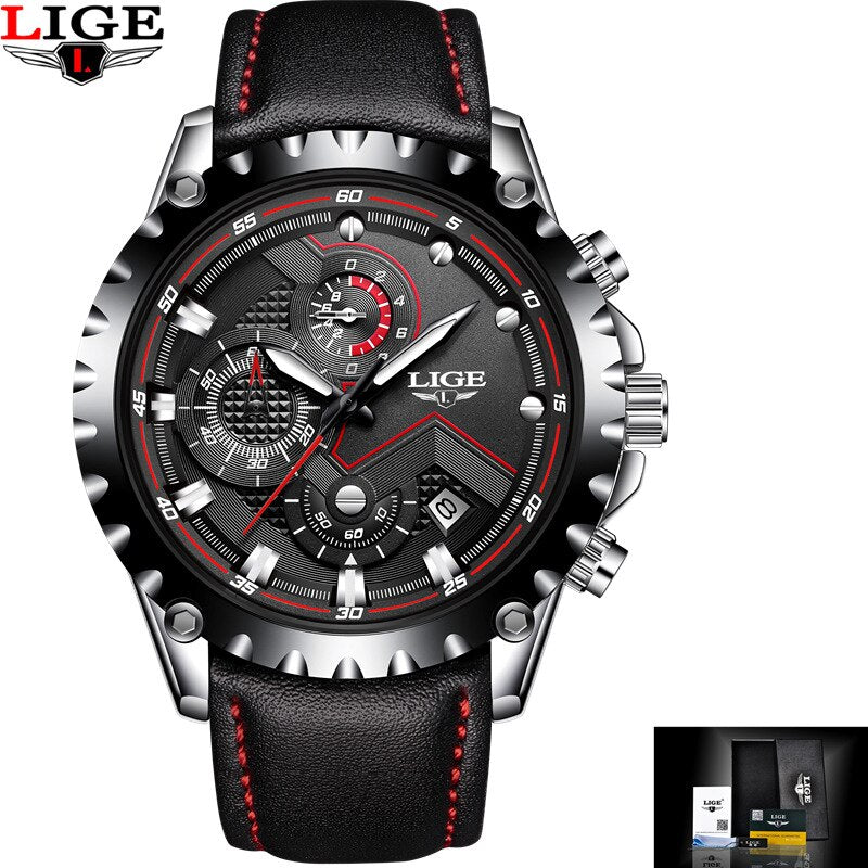 LIGE Marke Herrenmode Uhren Herren Sport Wasserdichte Quarzuhr Mann Vollstahl Militäruhr Armbanduhren Relogio Masculino