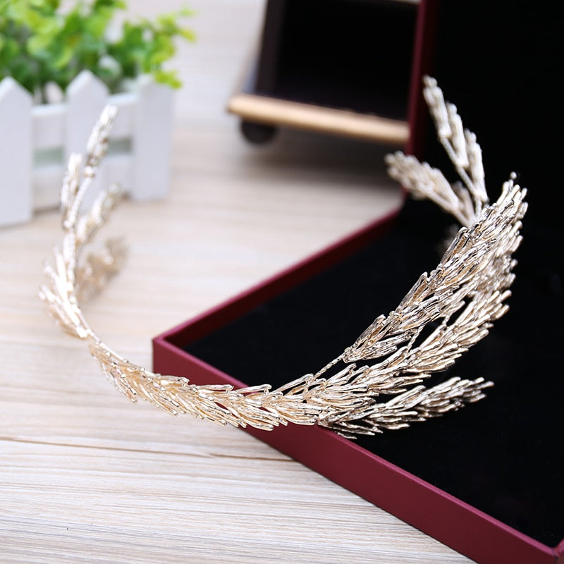 Irregular Baroque Crowns Gold Leaf Headband Hair Jewelry Wedding Hair Accessories Princess Tiara  Bridal Headpiece Headbands