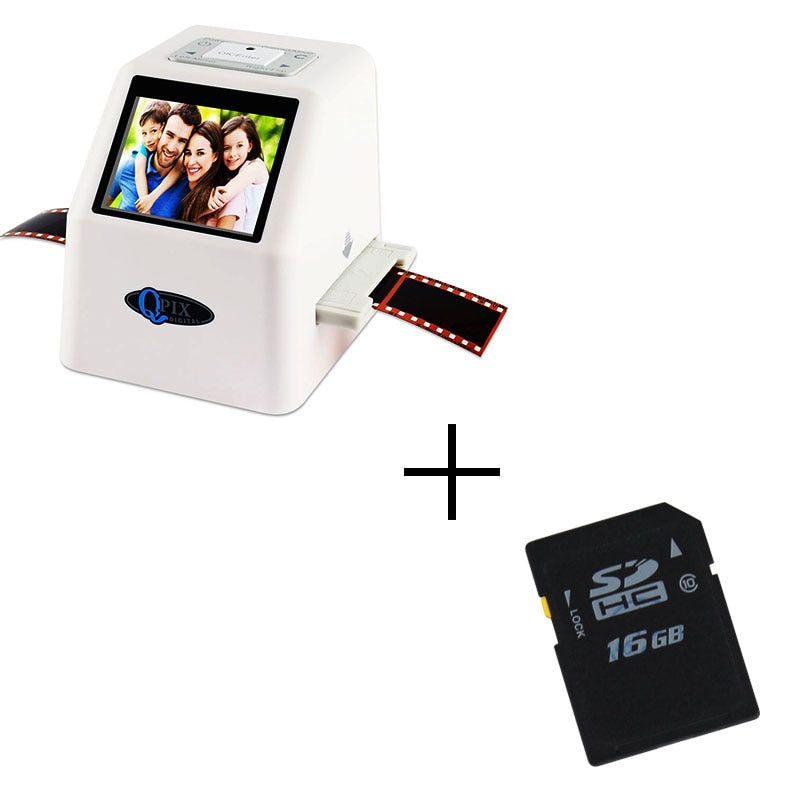 QPIX 22 MP 35mm Portable Film Scanners 135 110 126KPK Super 8 Negative Slide Holder Photo Scanner Film Digital Converter