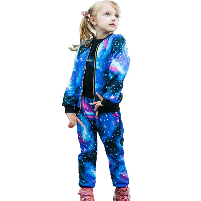 2019 Autumn Girls Clothing Sets Children Tracksuit Fashion Zipper Coat And Pant Set Kids Clothes Set Carnival Girl Sports Suit