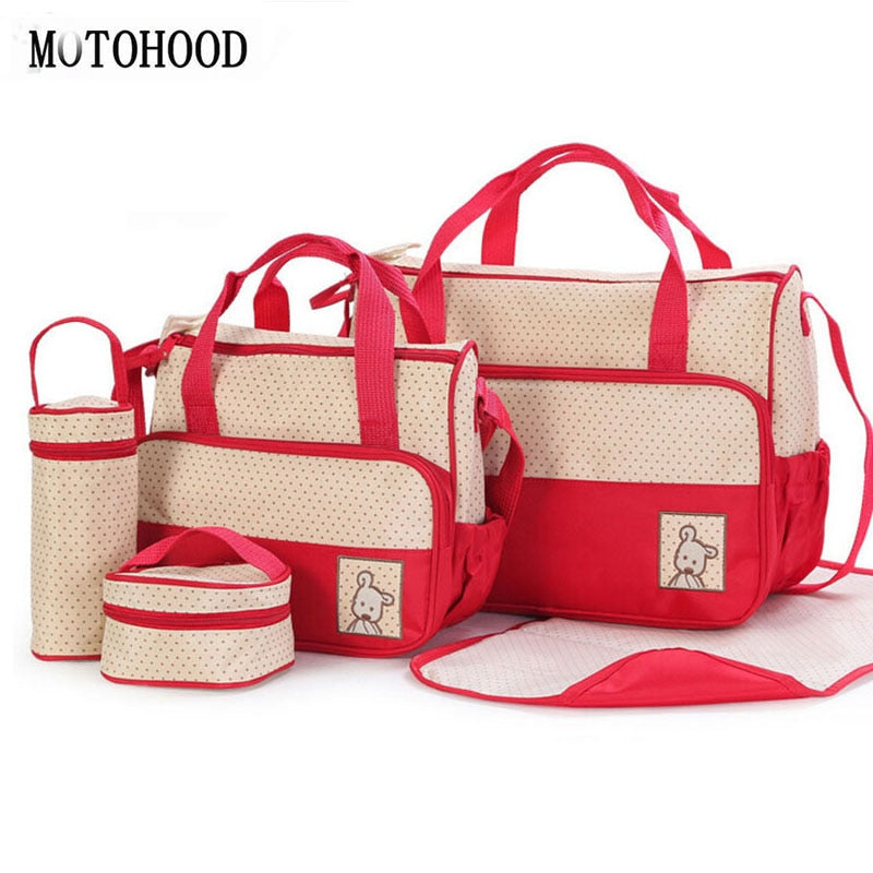 MOTOHOOD 39 * 28,5 * 17 CM 5 stücke Baby Wickeltasche Anzüge Für Mama Baby Flaschenhalter Mutter Mama Kinderwagen Mutterschaft Wickeltaschen Sets