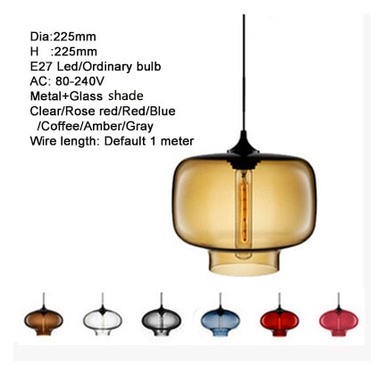 Nordic modern colorful glass bowl pendant lights E27 loft hanging lamps for kitchen living room bedroom restaurant hotel hall
