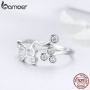BAMOER Real 925 Sterling Silver Honeycomb Adjustable Finger Rings for Women Clear CZ Ring Wedding Engagement Jewelry Anel SCR433