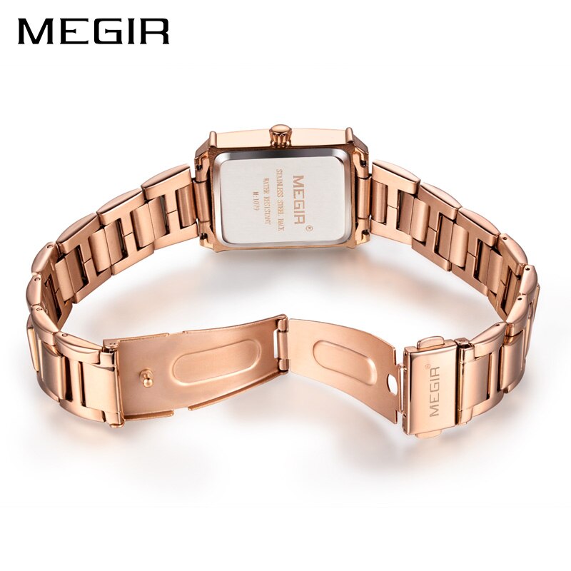 MEGIR Damenuhren Roségold Luxus Damen Armbanduhr für Liebhaber Mode Mädchen Quarz Armbanduhr Uhr Relogio Feminino 1079