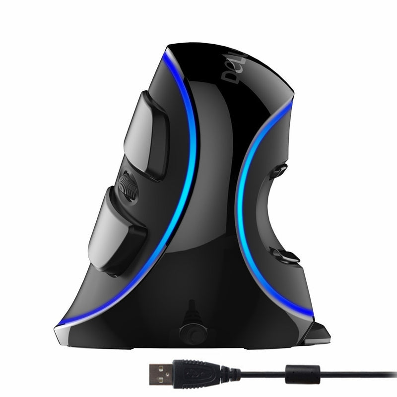 Delux Ergonomics Vertical Gaming Wired Mouse RGB / Color único / Inalámbrico 6 Botones 4000 DPI Ratón óptico RGB Inalámbrico Mano derecha