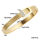 Brand Women Girls Crystal Cuff Charm Bangles Trendy Stainless Steel Belt Design Fashion Wedding Party Bangles Jewelry Gift