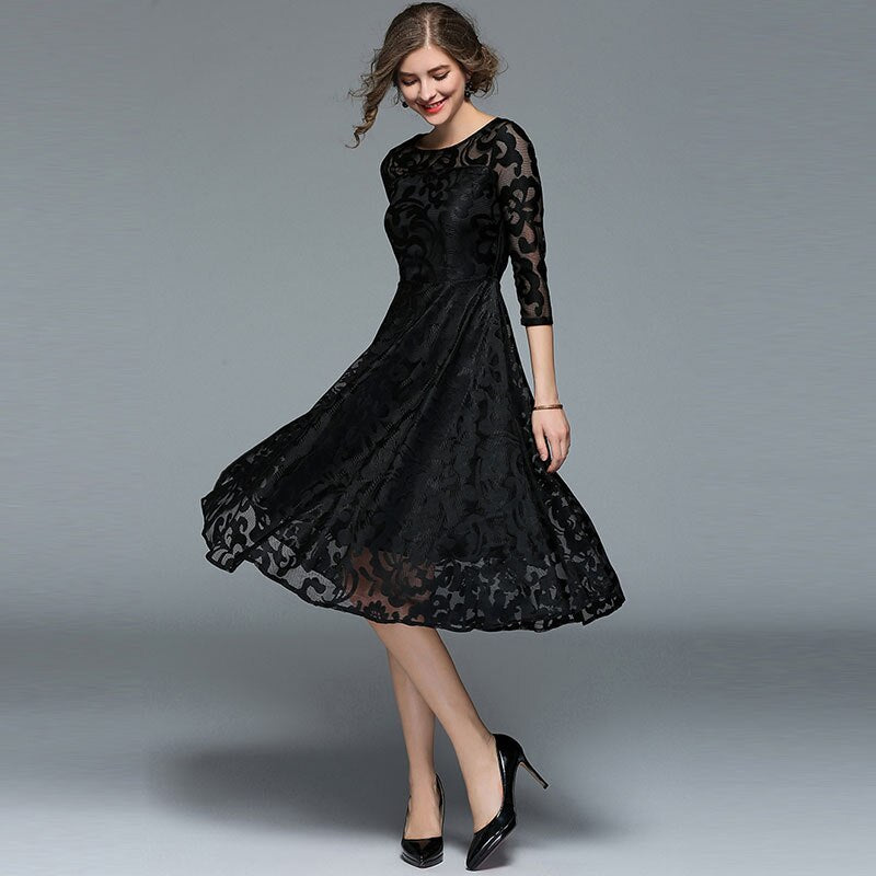 Borisovich New 2018 Spring Fashion England Style Luxury Elegant Slim Ladies Party Dress Women Casual Lace Dresses Vestidos M107