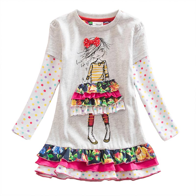 DXTON, vestidos de invierno para niñas, manga voladora, unicornio, vestido para niños, rayas de estrellas, ropa de algodón para niños pequeños, vestido informal para niñas