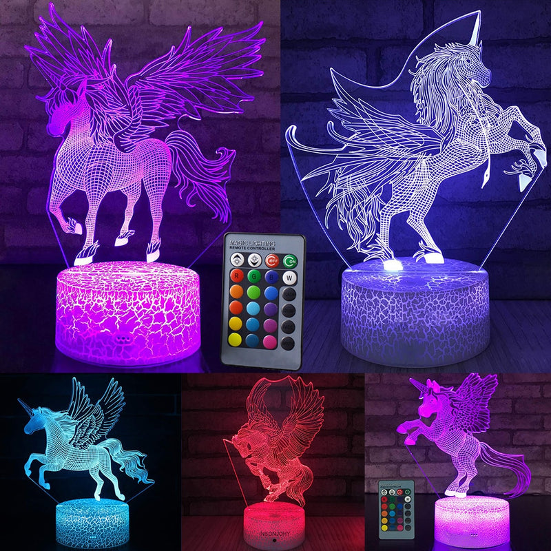 7 / 16 Color LED Table Desk Lamp Kids Gift Home Decoration LED Table Desk Lamp LED Night Light Unicorn 3D LED Night Light D25