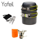 Olla al aire libre Mini juegos de estufa de Gas Camping senderismo utensilios de cocina Picnic juego de cocina cuencos antiadherentes con cuchara plegable tenedor cuchillo