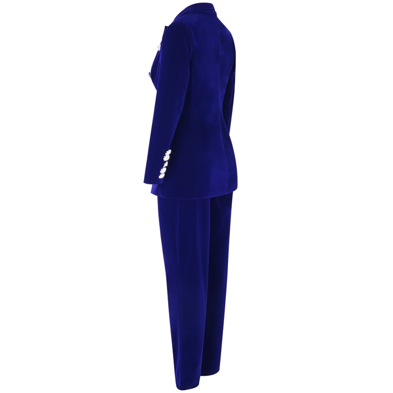 Ocstrade Sommer-Sets für Frauen 2020 New Navy Blue V-Ausschnitt Langarm Sexy 2-teiliges Set Outfits Hochwertiger Zweiteiler Anzug