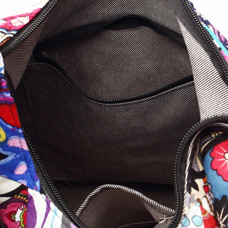 Annmouler Brand Women Sling Shoulder Bag Cotton Fabric Handbags Large Messenger Bag Floral Hobo Bag  Hippie Patchwork Hippie Bag