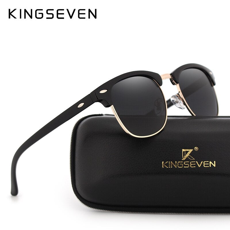 KINGSEVEN Polarisierte Sonnenbrille Frauen Retro Metallrahmen Sonnenbrille Berühmte Dame Markendesigner Oculos masculino lentes de sol