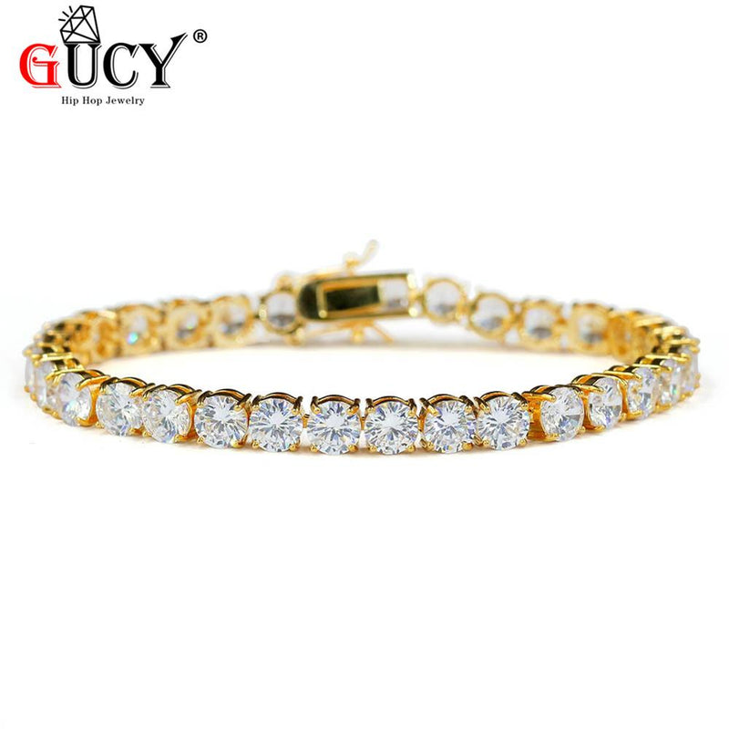 GUCY 3mm 4mm 5mm 6mm Mens AAA Cubic Zirconia Tennis Chain Bracelet Hip Hop Jewelry Iced Out 1 Row CZ  Birthday Gift