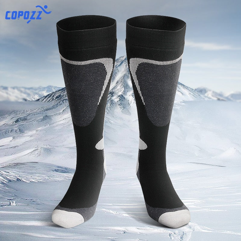 Calcetines de esquí COPOZZ, calcetines gruesos de algodón para deportes de Snowboard, ciclismo, esquí, fútbol, ​​calcetines de absorción de humedad para hombres y mujeres, calcetines elásticos altos