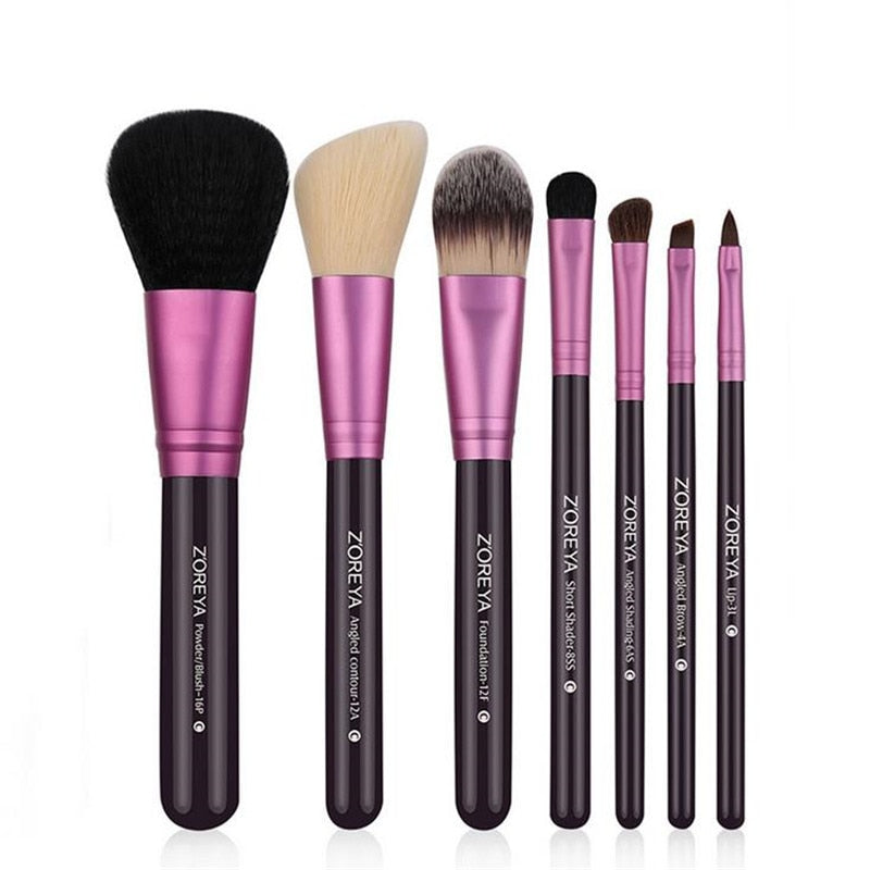 Zoreya 7pcs Natural Goat Hair Makeup Brushes Set Powder lot pinceaux maquillage Cosmetic tool MakeUp Brush Organizer 40