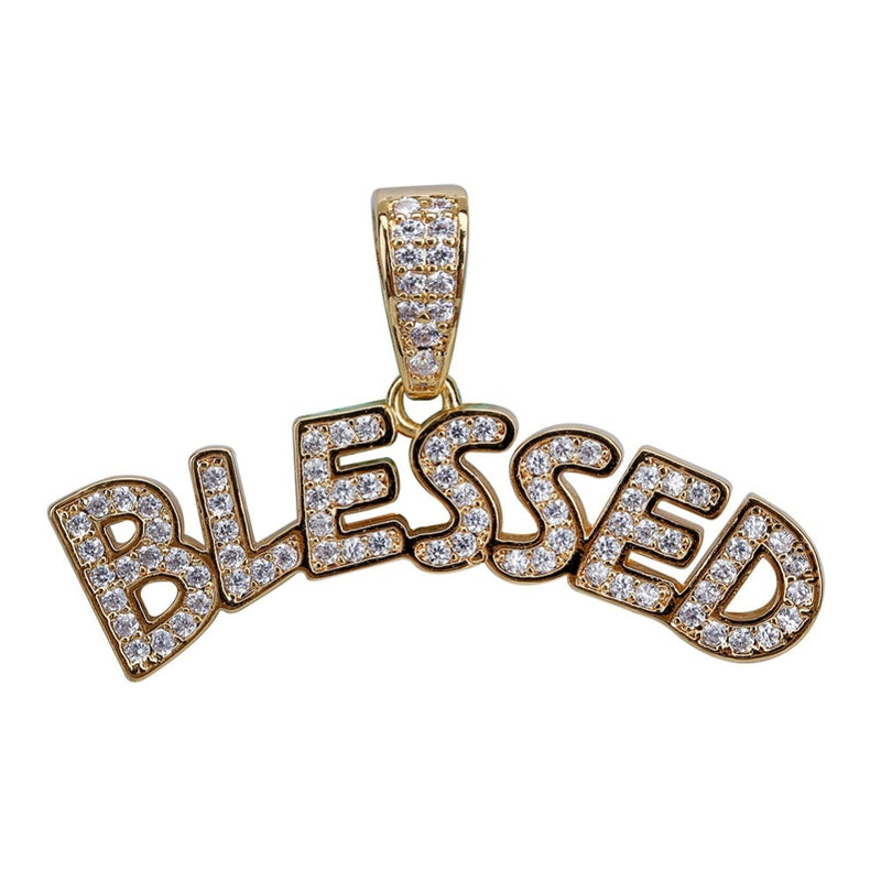 TOPGRILLZ Bubble Letters BLESSED colgante collar hombres mujeres Hip Hop oro plata Color Iced Out Cubic Zircon joyería collar