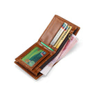 Retro Oil Wax Leather Wallet Handmade Men Cowhide Wallet with Coin Purse Genuine Leather Bank Card Holders Wallet For Male