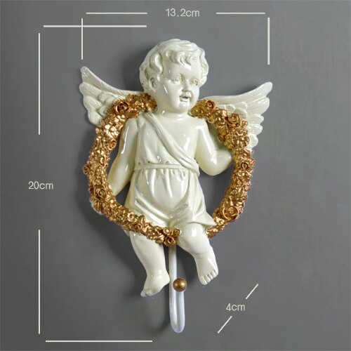 European angel statue wall decor hanger Creative TV blackground home mural living room wall art coat bag keys holder hanger