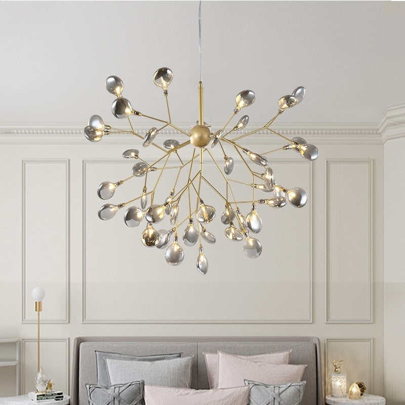 LED Modern Firefly Stylish Tree Branch Lamp Decorative Ceiling Chandelies Hanging Lighting Art Deco for Living Room Bedroom Home