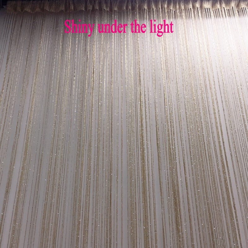 3x2.6m String Curtain Shiny Tassel Line Curtains Window Door Divider Drape Living Room Decor Valance