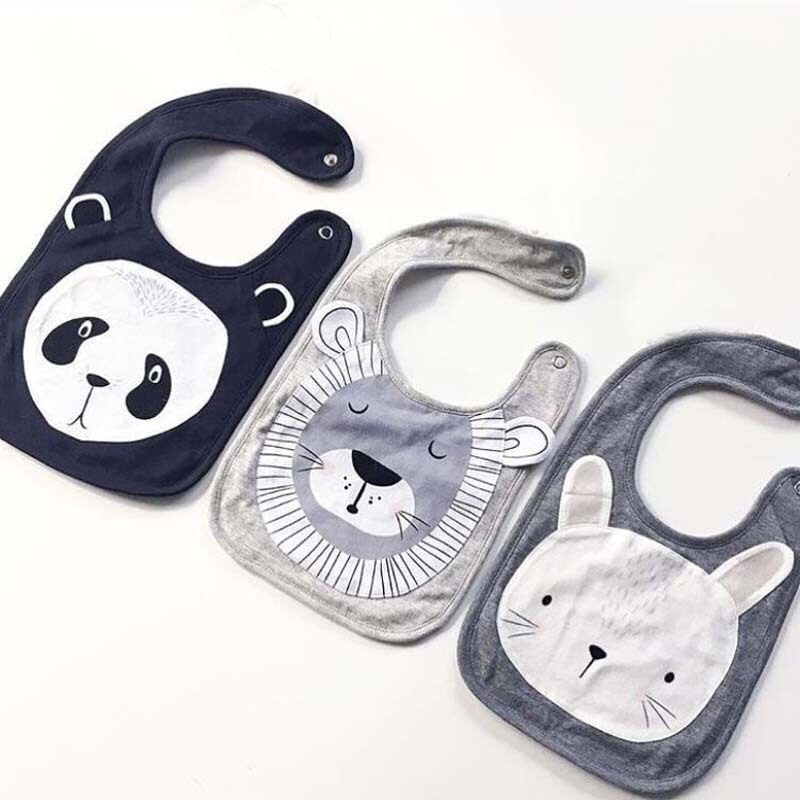 5PCS Diseño mixto Animal lindo Dedign Bebé Niños Niñas Baberos Niños Panda León Conejo Diseño Baberos