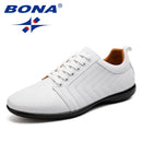 BONA New Classics Style Men Casual Shoes Lace Up Breathable Men Shoes Light Soft Male Flat Shoes Comfortable Fast Free Shipping