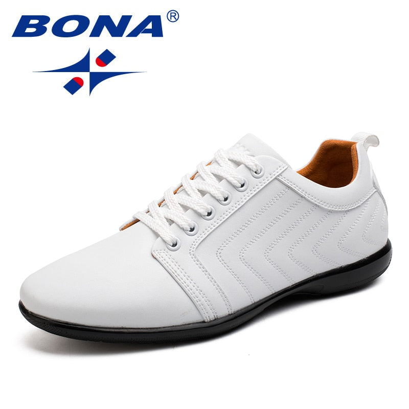 BONA New Classics Style Men Casual Shoes Lace Up Breathable Men Shoes Light Soft Male Flat Shoes Comfortable Fast Free Shipping