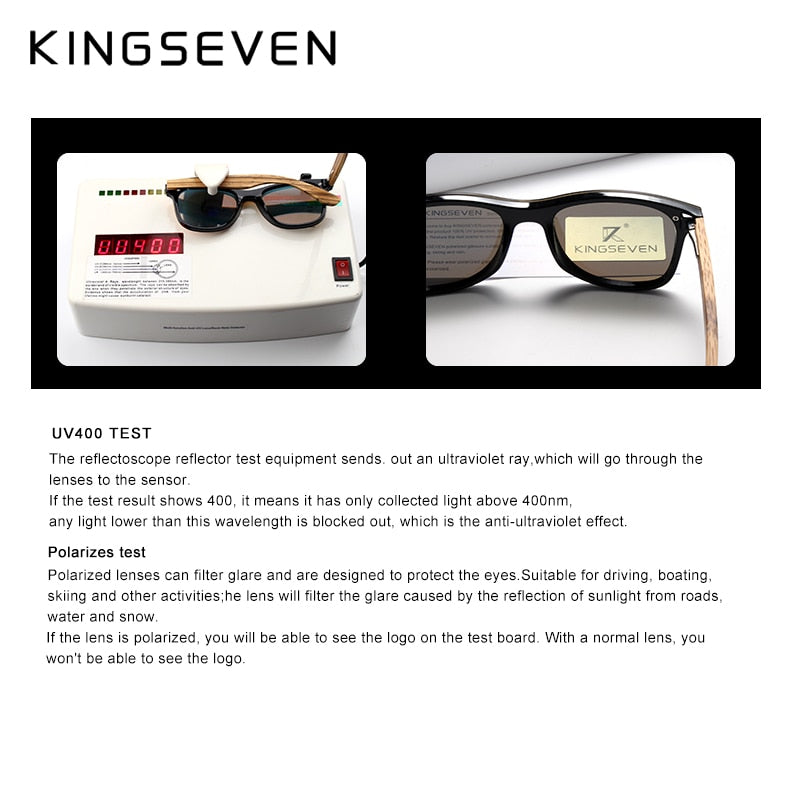 Marca KINGSEVEN, gafas de sol polarizadas con templos de bambú para hombre, gafas cuadradas clásicas, gafas de sol Retro de moda para mujer, logotipo personalizado