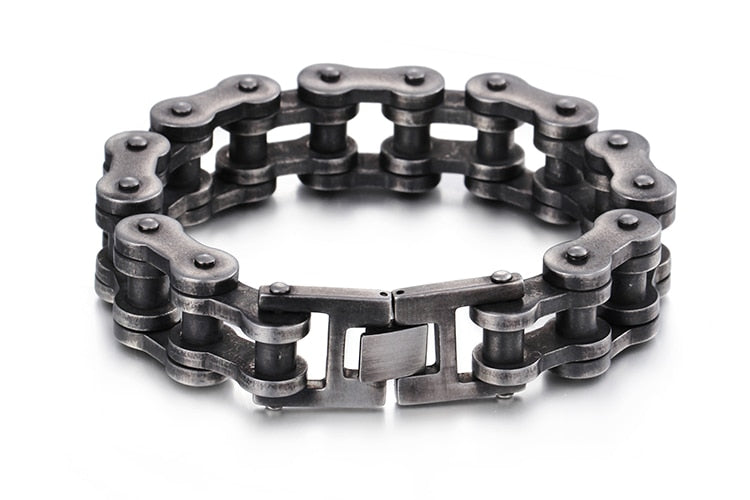 Kalen Punk Brushed Bike Chain Bracelet Oxidized Dark Bicycle Chain Men Bracelet Fashion Male 316L Stainless Steel Hand Chain