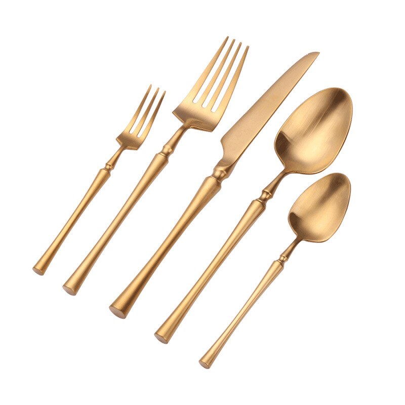 5/20pcs Gold Cutlery Set 18/10 Stainless Steel Cutlery Set Table Knife Spoon Dinner Fork Tea Spoon Golden Tableware Set