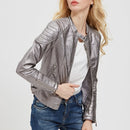 2021 Fashion Women Elegant Zipper Faux Leather Biker Jacket in Brown Black Slim Ladies Coat Casual brand Motorcycle Leather Coat