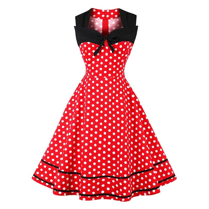 Polka Dot Women Retro Dress Female Sleeveless 1950s 60s Robe Vintage  pin up Rockabilly Party Dresses Plus size 4XL vestidos