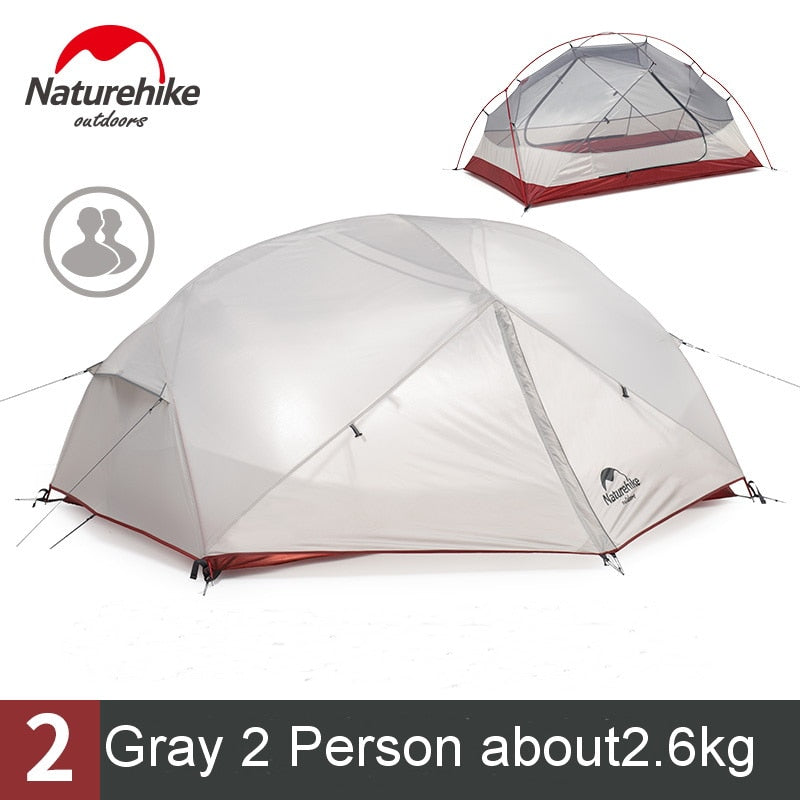 Naturehike Custom Mongar 1 2 3 Personen Wasserdichtes Doppellagiges Außenzelt Aluminiumstange Grau Ultraleicht Einzel Campingzelte Matte