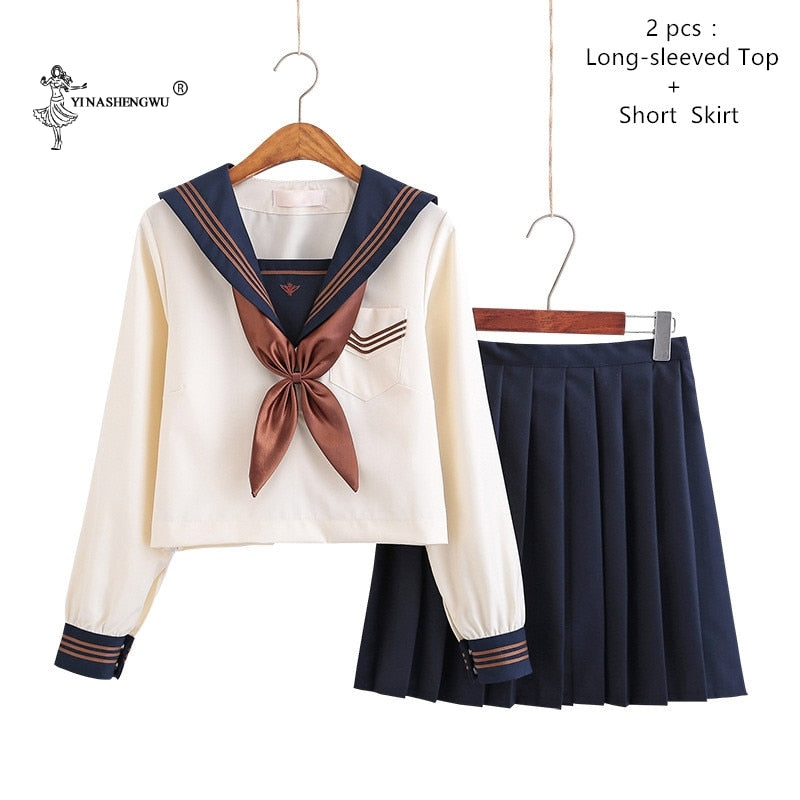 Japanische Schuluniformen Anime COS Matrosenanzug Jk Uniformen College Mittelschuluniform für Mädchen Studenten hellgelbes Kostüm